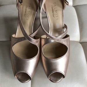 Talbots Gold open toe platform  heels size 8